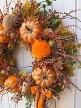 Load image into Gallery viewer, Toffee Crisp Pumpkin Pomwreath - approx 35cm