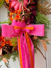 Load image into Gallery viewer, Pink Pumpkin Pomwreath - approx 35cm.