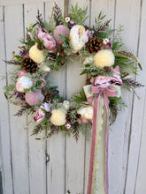 Load image into Gallery viewer, Peppermint Pink Pomwreath - approx 35cm.