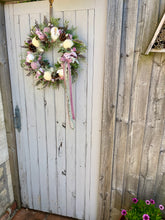 Load image into Gallery viewer, Peppermint Pink Pomwreath - approx 35cm.