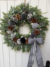 Load image into Gallery viewer, Striped Bow Pomwreath - approx 35cm