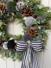 Load image into Gallery viewer, Striped Bow Pomwreath - approx 35cm