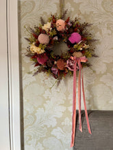 Load image into Gallery viewer, Sun Kissed Pinks Pomwreath- recommended for indoor use - approx 28cm.