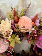 Load image into Gallery viewer, Sun Kissed Pinks Pomwreath- recommended for indoor use - approx 28cm.