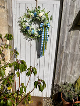 Load image into Gallery viewer, Blue Checked Ribbon Pomwreath - approx 35cm in size.
