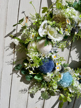 Load image into Gallery viewer, Blue Checked Ribbon Pomwreath - approx 35cm in size.

