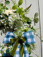 Load image into Gallery viewer, Blue Checked Ribbon Pomwreath - approx 35cm in size.
