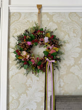 Load image into Gallery viewer, Raspberry Cottage Garden Pomwreath - approx 25cm.
