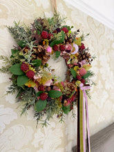 Load image into Gallery viewer, Raspberry Cottage Garden Pomwreath - approx 25cm.
