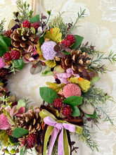 Load image into Gallery viewer, Raspberry Cottage Garden Pomwreath - approx 25cm.
