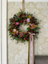 Load image into Gallery viewer, Raspberry Cottage Garden Pomwreath - approx 25cm.
