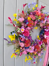Load image into Gallery viewer, Pink Cottage Garden Pomwreath - approx 35cm
