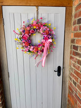 Load image into Gallery viewer, Pink Cottage Garden Pomwreath - approx 35cm
