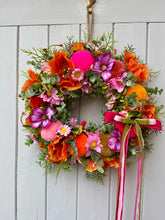 Load image into Gallery viewer, Summer garden Marmalade Pomwreath  - approx 25cm.

