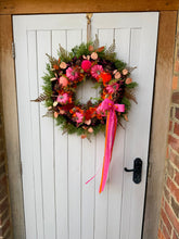 Load image into Gallery viewer, Pink Pumpkin Pomwreath - approx 35cm.
