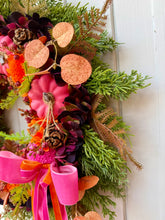 Load image into Gallery viewer, Pink Pumpkin Pomwreath - approx 35cm.
