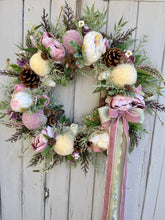 Load image into Gallery viewer, Peppermint Pink Pomwreath - approx 35cm.

