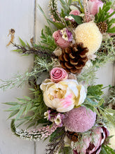 Load image into Gallery viewer, Peppermint Pink Pomwreath - approx 35cm.
