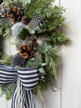 Load image into Gallery viewer, Striped Bow Pomwreath  - approx 35cm

