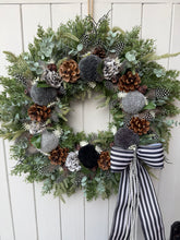 Load image into Gallery viewer, Striped Bow Pomwreath  - approx 35cm
