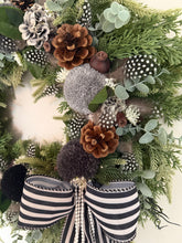 Load image into Gallery viewer, Striped Bow Pomwreath  - approx 35cm
