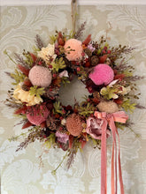 Load image into Gallery viewer, Sun Kissed Pinks Pomwreath- recommended for indoor use - approx 28cm.
