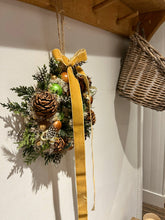 Load image into Gallery viewer, Petite Christmas Caramel Pomwreath - approx 15cm - removable ribbon included.
