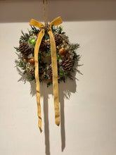 Load image into Gallery viewer, Petite Christmas Caramel Pomwreath - approx 15cm - removable ribbon included.
