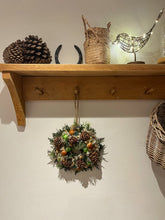 Load image into Gallery viewer, Petite Christmas Caramel Pomwreath - approx 15cm - removable ribbon included.
