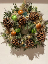 Load image into Gallery viewer, Petite Christmas Caramel Pomwreath - approx 15cm - removable ribbon included.
