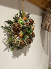 Load image into Gallery viewer, Petite Christmas Caramel Pomwreath - approx 15cm - removable ribbon included.
