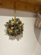 Load image into Gallery viewer, Petite Christmas Caramel Pomwreath - approx 15cm - removable ribbon included.
