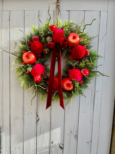 Red & Pink Apple Pomwreath - approx 30cm