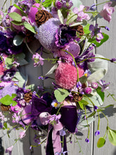 Load image into Gallery viewer, Parchment Pinks &amp; Purple Pomwreath - approx 35cm in size.
